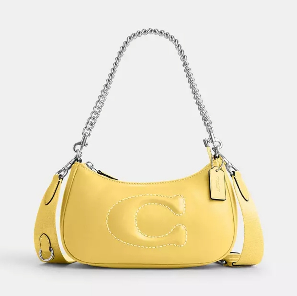 NEW! Teri Shoulder Bag in Signature Quilting in Silver/Retro Yellow 💛💛💛 +1 Lf